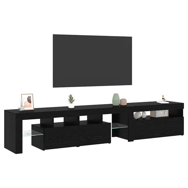 vidaXL Cabinet TV 2 pcs Stejar Negru 215 x 37 x 40 cm Lemn compozit