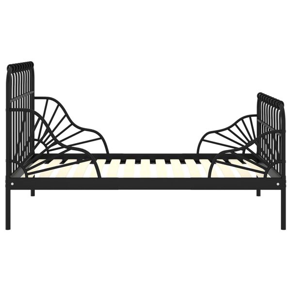 vidaXL Cadru de pat extensibil, negru, 80x130/200 cm, metal