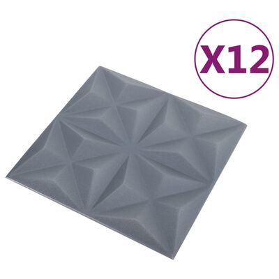 vidaXL Panouri de perete 3D 12 buc. gri 50x50 cm model origami 3 m²