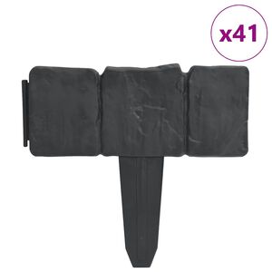 vidaXL Gard de gazon, 41 buc., 10 m, plastic, aspect piatră