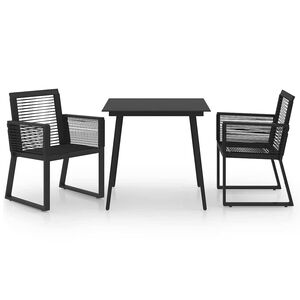 vidaXL Set mobilier de exterior, 3 piese, negru, ratan PVC