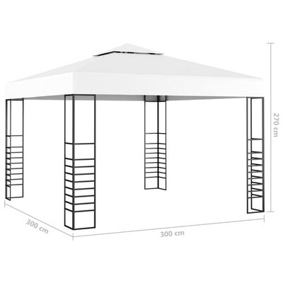 vidaXL Pavilion de grădină cu șiruri de lumini LED, alb, 3x3 m