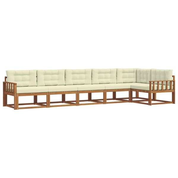 vidaXL Set de canapele de exterior cu pernă 6 pcs Natural și Crem