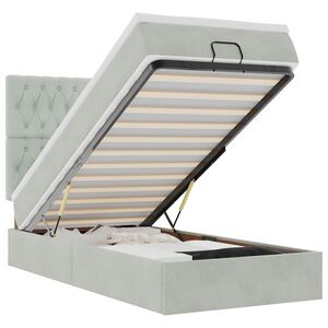 vidaXL Cadru de pat otoman cu saltele Gri deschis 90x200cm catifea