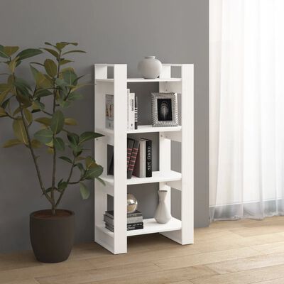 vidaXL Bibliotecă/Separator cameră,alb, 60x35x125 cm, lemn masiv pin