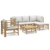 vidaXL Set mobilier de grădină cu perne gri deschis, 6 piese, bambus