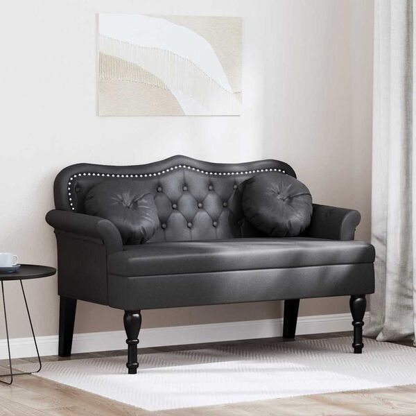 vidaXL Bancă Chesterfield Negru 120.5 x 65 x 75 cm Piele artificială