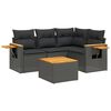 vidaXL Set mobilier de grădină cu perne, 5 piese, negru, poliratan