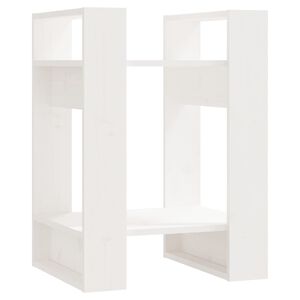 vidaXL Bibliotecă/Separator cameră, alb, 41x35x57 cm, lemn masiv pin