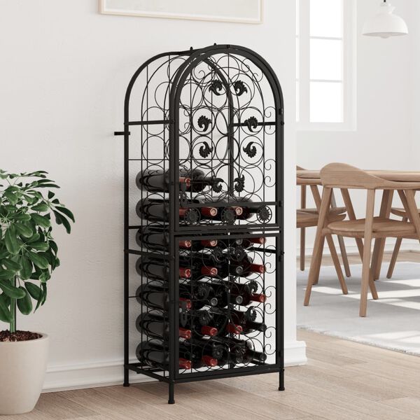 vidaXL Suport sticle vin 41 de sticle, negru 45x36x120 cm fier forjat