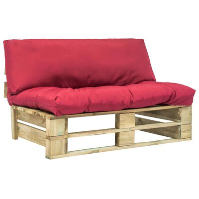 vidaXL Canapea din paleți de grădină, perne roșii, lemn de pin