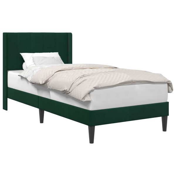 vidaXL Cadru de pat cu headboard Verde &icirc;nchis 80 x 200 cm Catifea