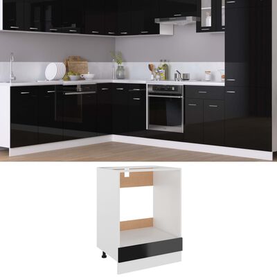 vidaXL Dulap pentru cuptor, negru extralucios, 60 x 46 x 81,5 cm, PAL