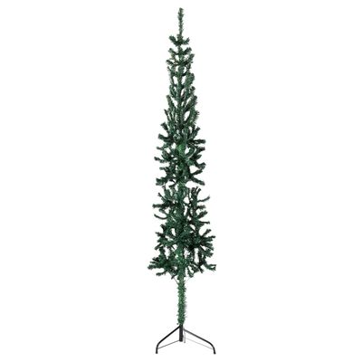 vidaXL Jumătate brad de Crăciun subțire cu suport, verde, 120 cm