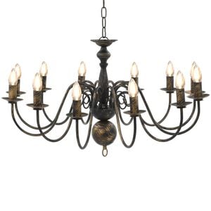 vidaXL Candelabru antichizat, negru, 12 becuri E14