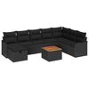 vidaXL Set de canapele pentru grădină cu pernă 9 pcs Negru Rattan poli