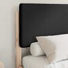 vidaXL Cadru de pat cu tăblie tapițată cu headboard Negru 135 x 190 cm