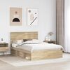 vidaXL Cadru de pat cu headboard Sonoma 140 x 190 cm Lemn de pin masiv