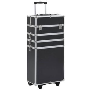vidaXL Troler de cosmetice, negru, aluminiu