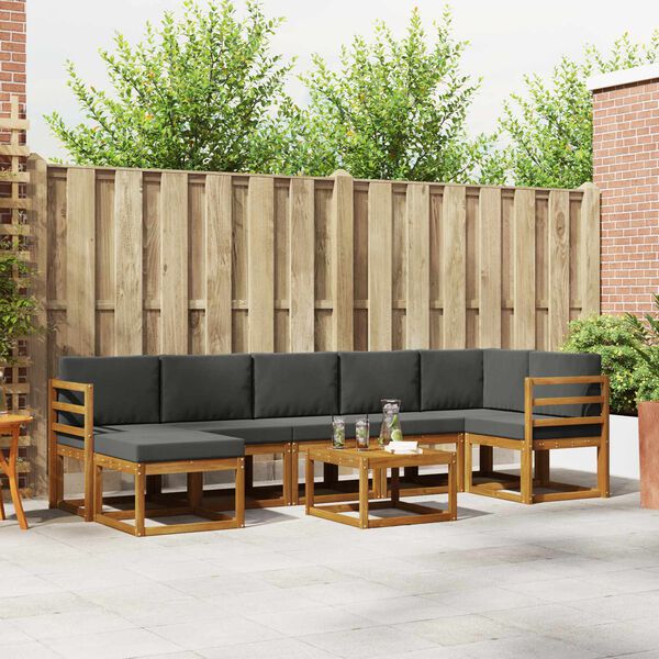 vidaXL Set de canapele de exterior cu pernă 8 pcs Natural și Antracit