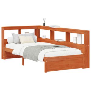 vidaXL Pat bibliotecă cu headboard cu depozitare Lemn de pin masiv