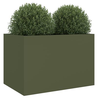 vidaXL Jardinieră, verde măsliniu, 62x40x39 cm, oțel laminat la rece