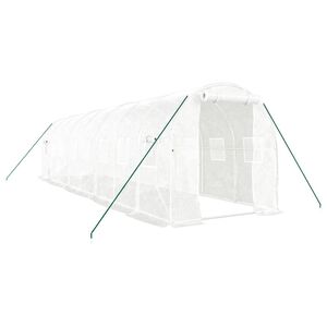 vidaXL Seră cu cadru din oțel, alb, 16 m&sup2;, 8x2x2 m