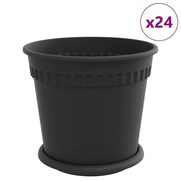 vidaXL Ghivece pentru plante 24 pcs Negru &Oslash; 19 x 16 cm Plastic