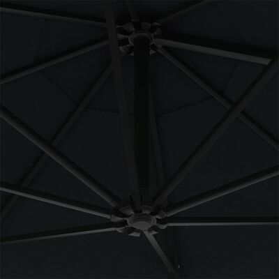 vidaXL Umbrelă soare LED montaj pe perete stâlp metal negru 300 cm