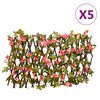 vidaXL Spalier cu iederă artificială extensibil, 5 buc. roz 180x30 cm