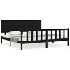 vidaXL Cadru pat cu tăblie 200x200 cm, negru, lemn masiv