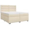 vidaXL Pat boxspring cu saltea cu headboard Crem 200 x 200 cm Țesătură