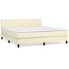vidaXL Pat box spring cu saltea, crem, 160x200 cm, piele ecologică