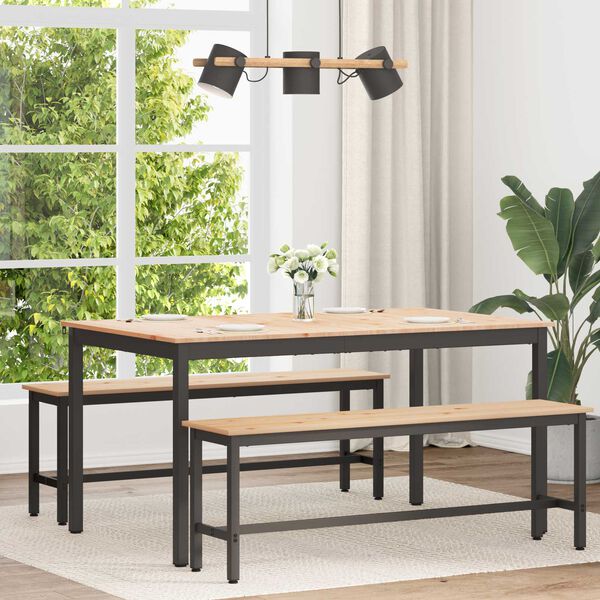 vidaXL Masă de dining natural 150 x 90 x 75 cm Lemn de pin masiv