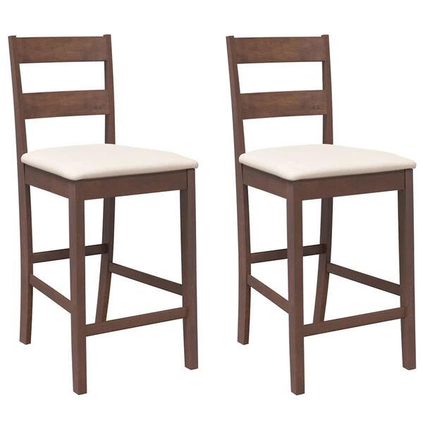 vidaXL Scaune de bar cu perne 2 buc din cauciuc din lemn masiv maro