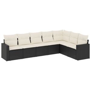 vidaXL Set canapele de grădină cu perne, 7 piese, negru, poliratan