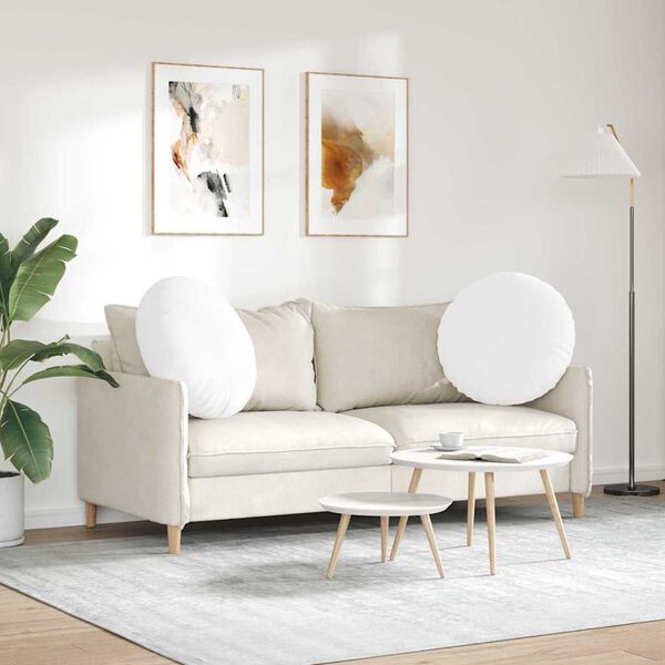 vidaXL Perne de Șezut 2 pcs Alb &Oslash;80 x 29 cm țesătură