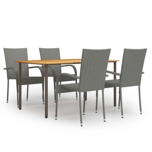 vidaXL Set mobilier de grădină, 5 piese, gri, poliratan