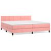 vidaXL Pat box spring cu saltea, roz, 200x200 cm, catifea