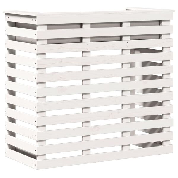 vidaXL Masă bar de exterior, alb, 113,5x50x103 cm, lemn masiv pin