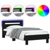 vidaXL Cadru de pat cu tăblie și lumini LED, negru, 75x190 cm