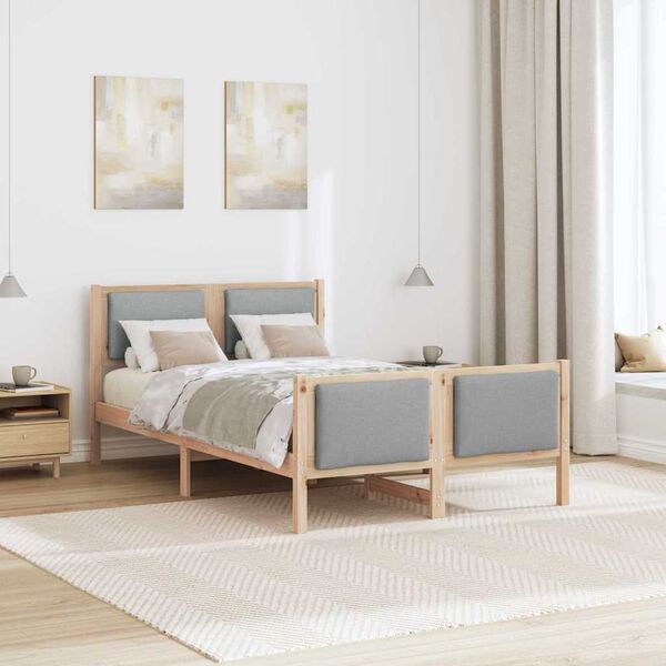 vidaXL Cadru de pat cu headboard Gri deschis 120 x 200 cm țesătură