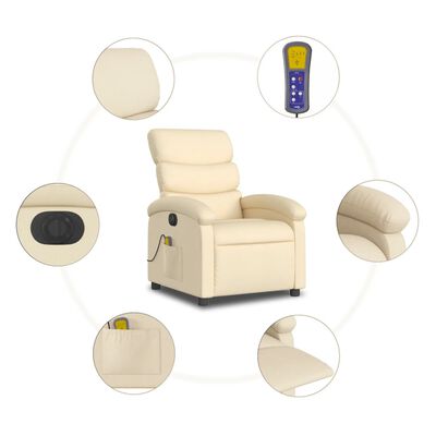 vidaXL Fotoliu electric de masaj rabatabil, crem, textil