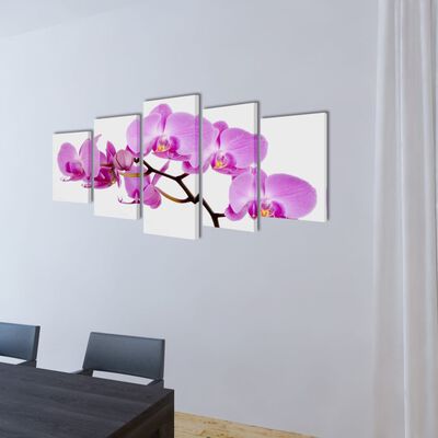 Set tablouri de perete cu imprimeu orhidee, 200 x 100 cm
