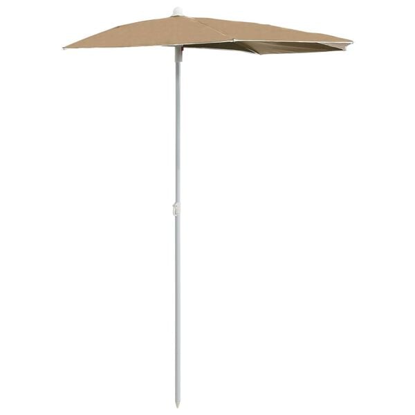 vidaXL Umbrelă de grădină cu st&acirc;lp, gri taupe, 180x90 cm, semirotundă
