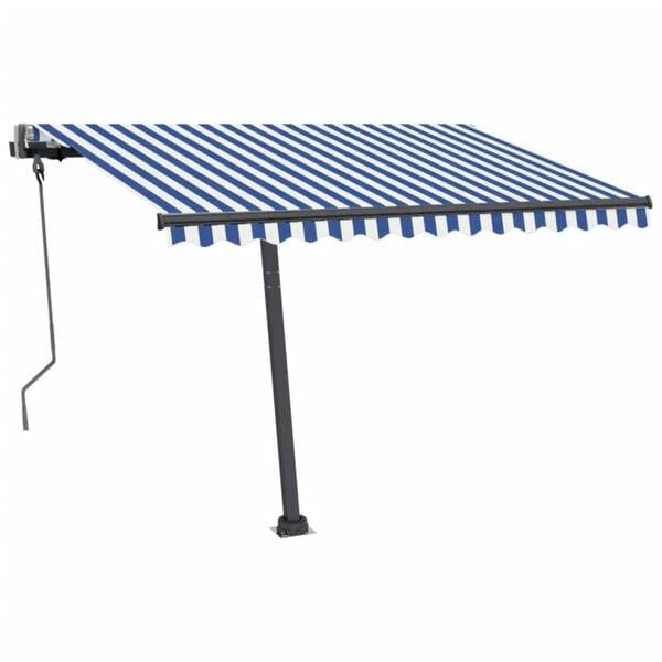 vidaXL Copertină autonomă retractabilă automat albastru&alb 300x250 cm