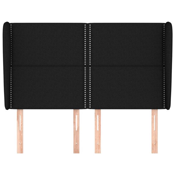 vidaXL Tăblie de pat cu aripioare, negru, 147x23x118/128 cm, textil