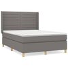vidaXL Pat box spring cu saltea, gri &icirc;nchis, 140x190 cm, textil
