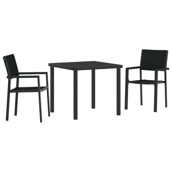 vidaXL Set de masă pentru grădină 5 pcs Negru Rattan poli