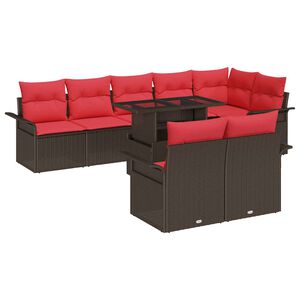vidaXL Set de canapele pentru grădină 9 buc. Maro Rattan poli